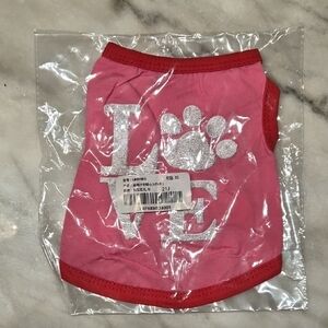 Pink Pet Shirt with Silver Love Print